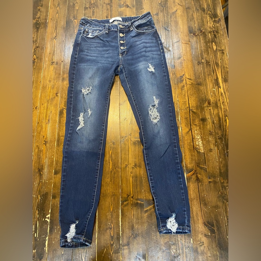 KanCan Dark Blue Distressed Skinny Jeans